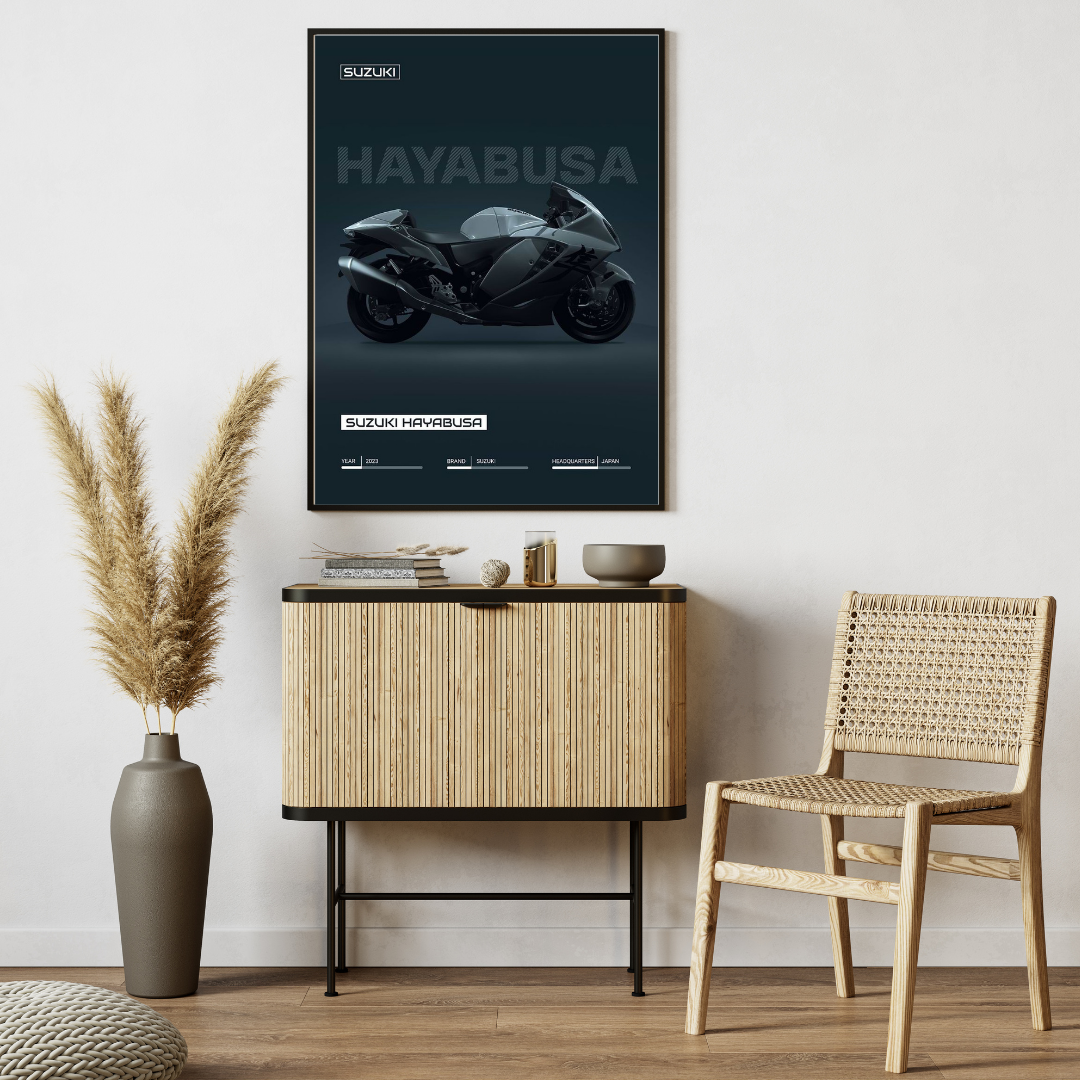 Suzuki Hayabusa Bike Wall Art – Premium Framed Print