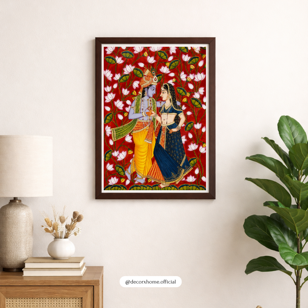 Radha Krishna Traditional Wall Art – Divine Love Indian Artwork