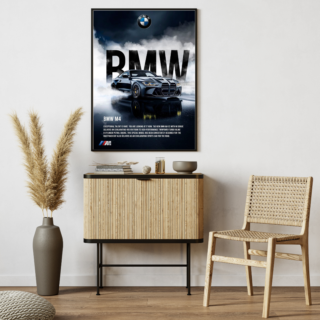BMW M4 Modern Wall Art Print – For Car Enthusiasts & Speed Lovers