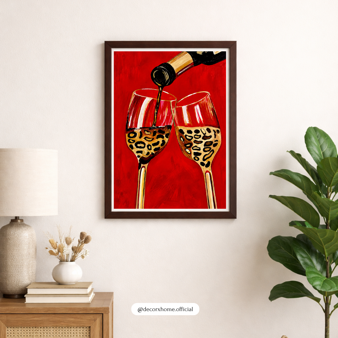 Red Wine Glass Wall Art Poster | Modern Wine & Dining Room Decor – Decorxhome