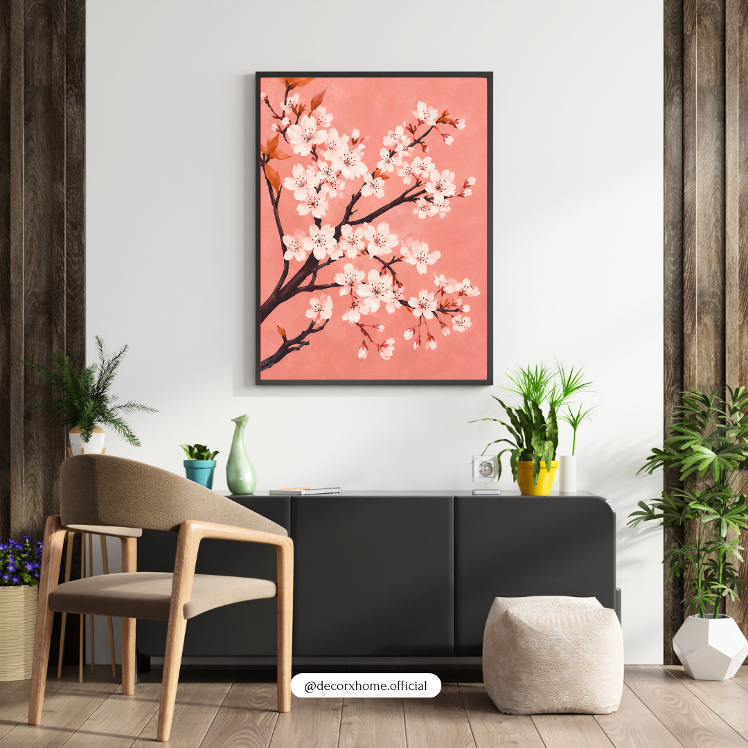 Decorxhome – Sakura Blossom Pink Floral Wall Art Poster