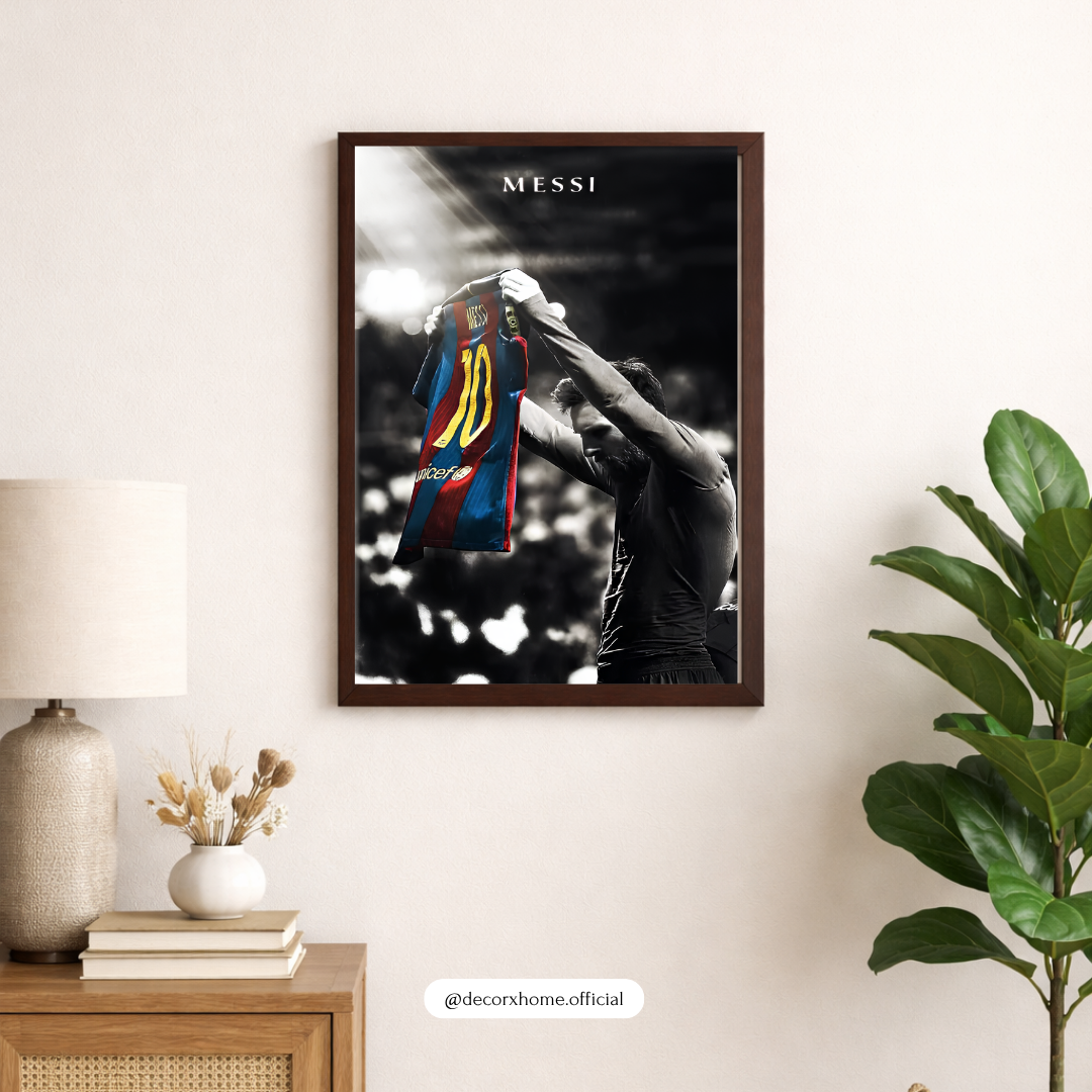 Messi Iconic Jersey Celebration Poster | Football Legend Wall Art | Decorxhome