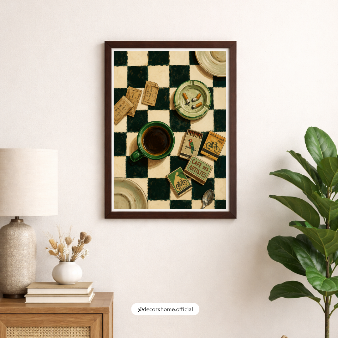 Vintage Café Checkerboard Coffee Wall Art