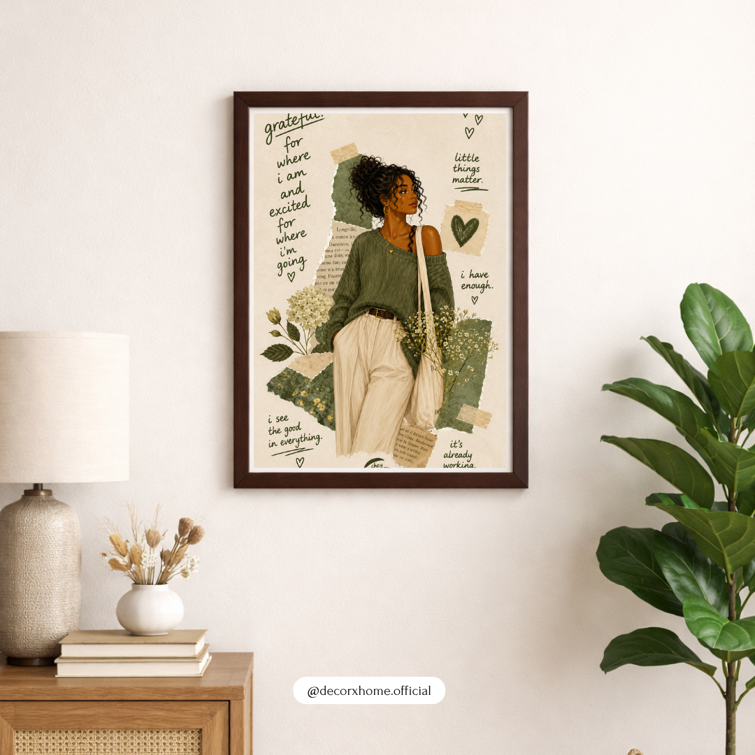 Gratitude & Growth Affirmation Poster – Inspirational Self-Love Wall Art
