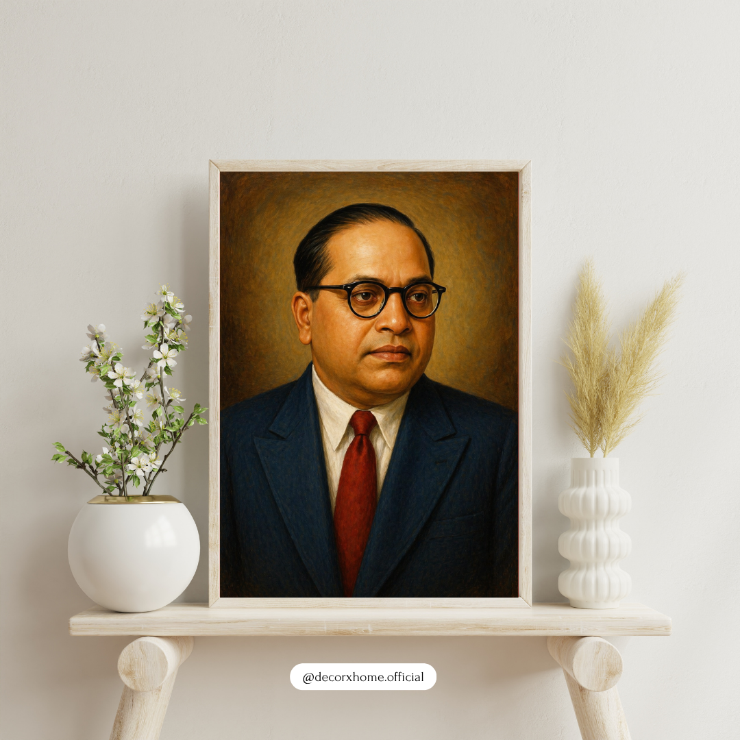 Dr. B. R. Ambedkar Portrait Wall Art with Frame – Classic Indian Leader Poster for Home, Office & Study