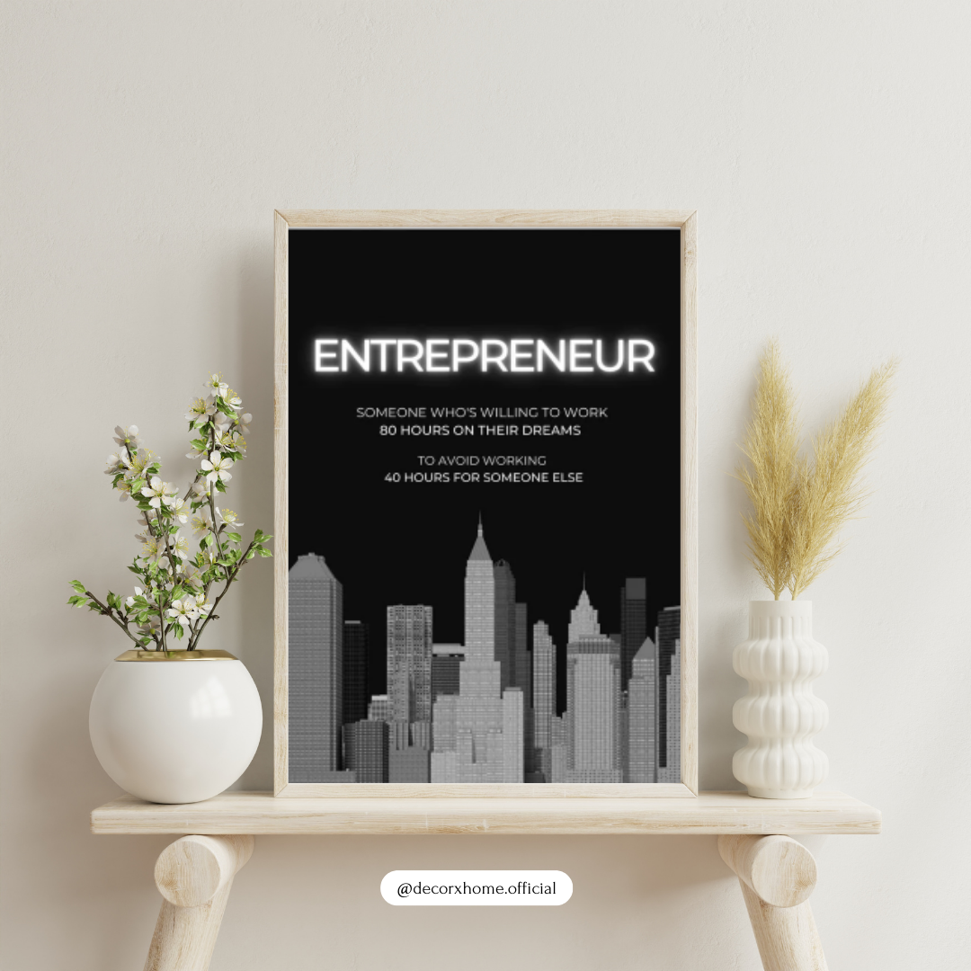 Entrepreneur Definition Motivational Poster – Hustle & Success Wall Art | Decorxhome