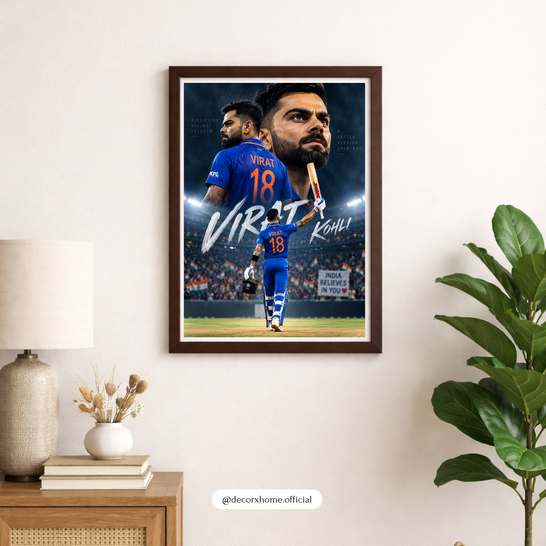 Virat Kohli 18 Cricket Wall Art Poster – King Kohli Indian Cricket Artwork | Sports Room Decor