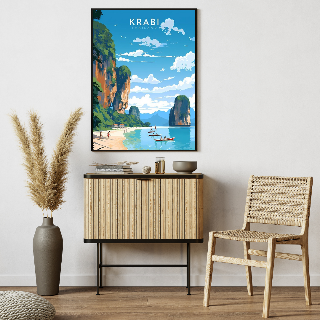 🌴 Krabi, Thailand – Framed Travel Wall Art Print 🖼️