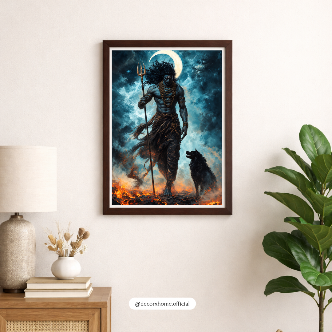 Lord Shiva with Trishul & Nandi – Powerful Mahadev Spiritual Wall Art | Decorxhome