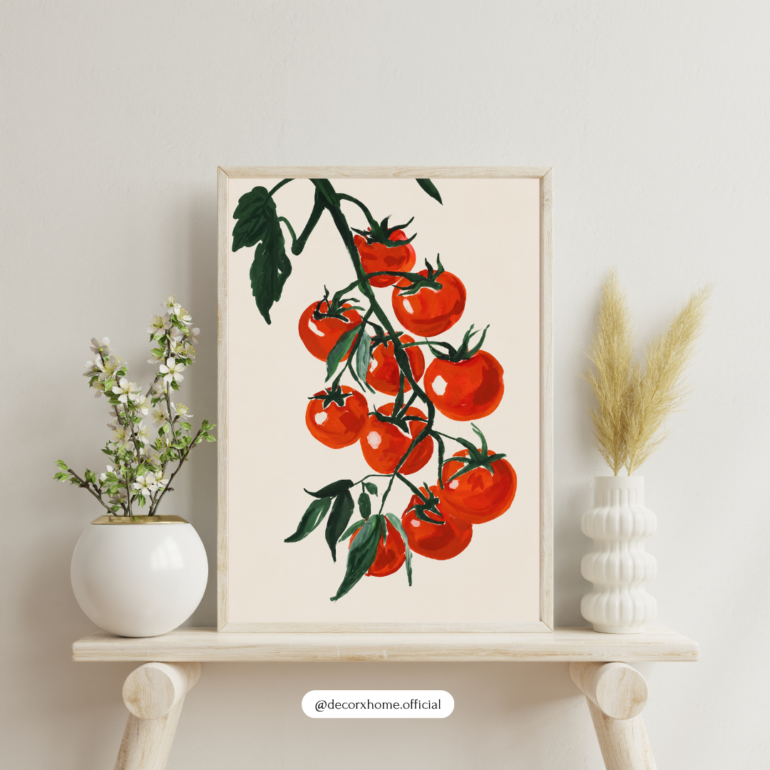 Tomato Vine Illustration – Modern Botanical Kitchen Wall Art Poster | DecorxHome