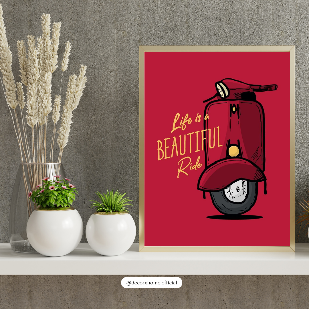 Life Is a Beautiful Ride – Retro Scooter Art Wall Poster