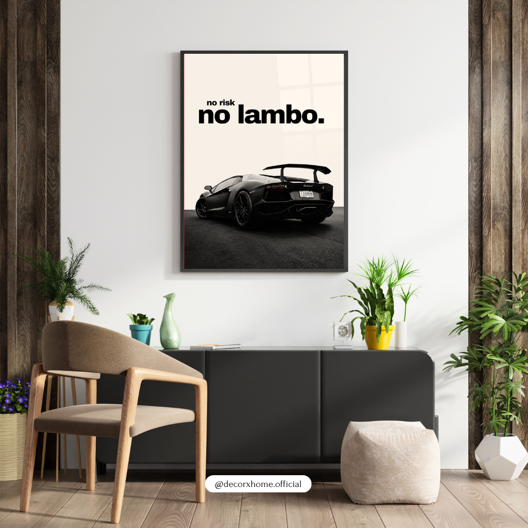 No Risk, No Lambo Poster – Motivational Supercar Wall Art