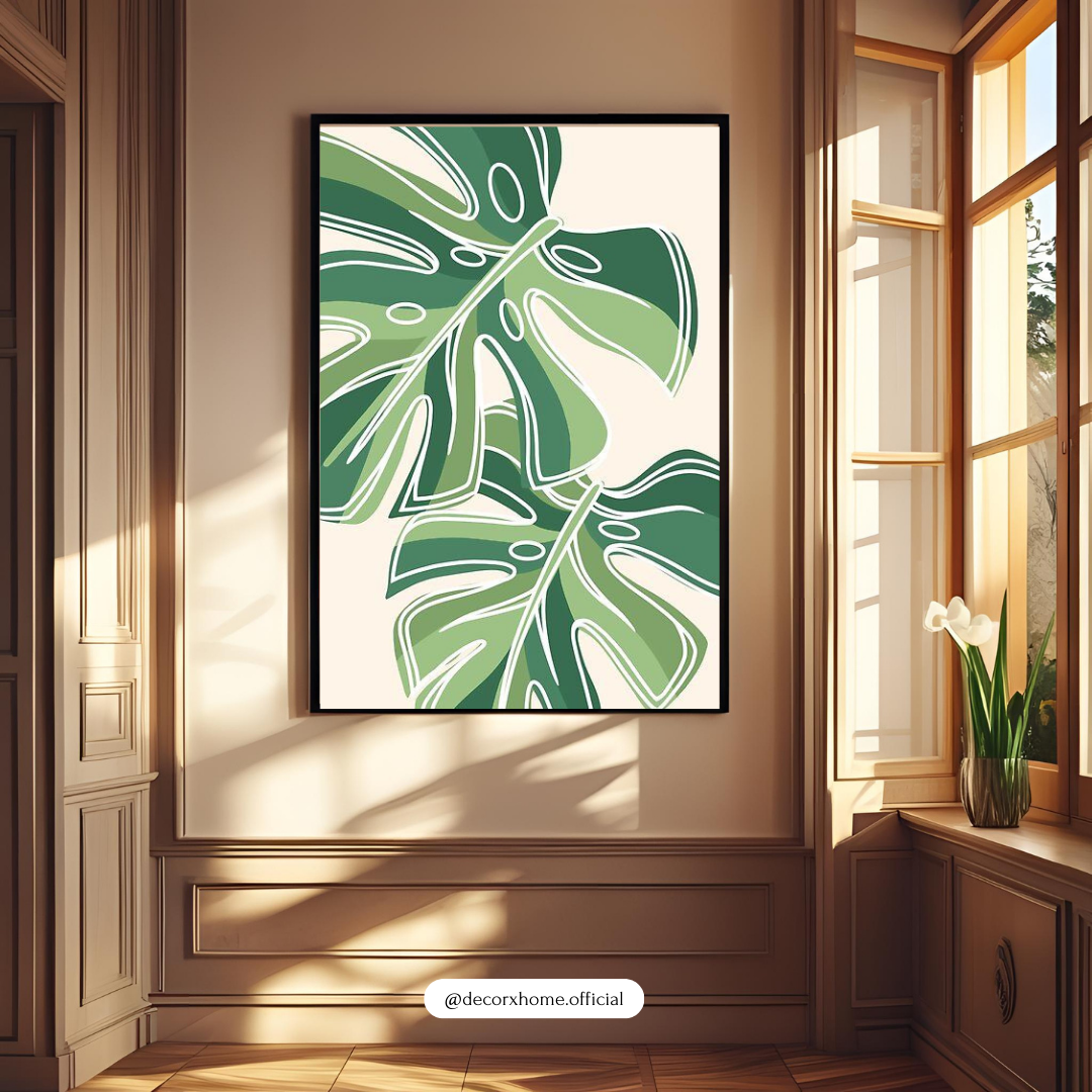 Monstera Leaf Botanical Poster – Minimal Green Nature Wall Art