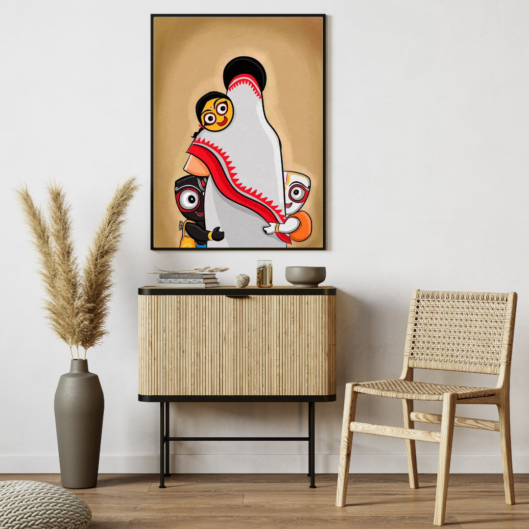 Divine Affection – Jagannath Family Spiritual Wall Poster 🙏✨