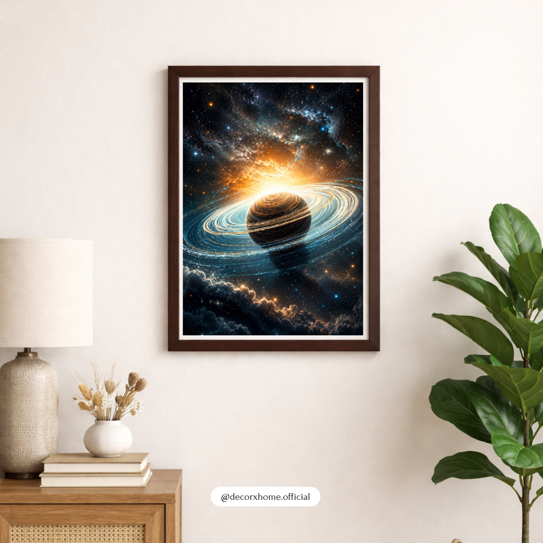 Cosmic Ringed Planet Space Wall Art Poster | Galaxy & Saturn Inspired Celestial Print | Decorexhome