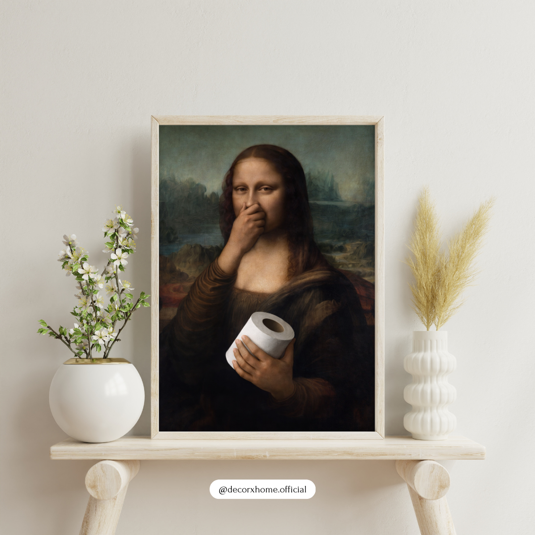 Funny Mona Lisa Toilet Paper Poster – Humorous Classic Art Parody | Decorxhome
