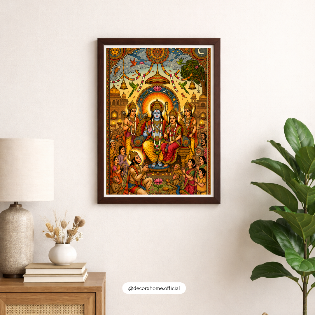Lord Shiva & Parvati Madhubani Art Poster | Traditional Indian Spiritual Wall Decor | Mahadev & Devi Artwork | Decorexhome (Copy)