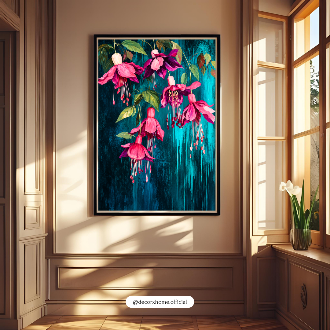 Pink Fuchsia Flowers Botanical Poster | Elegant Floral Wall Art Print by DecorxHome