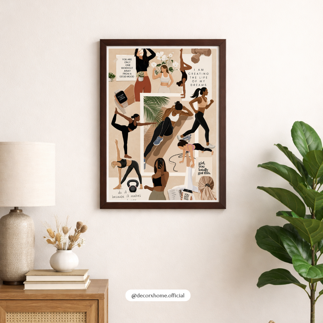 Fitness Motivation Vision Board Poster – Women’s Wellness & Workout Inspiration Wall Art