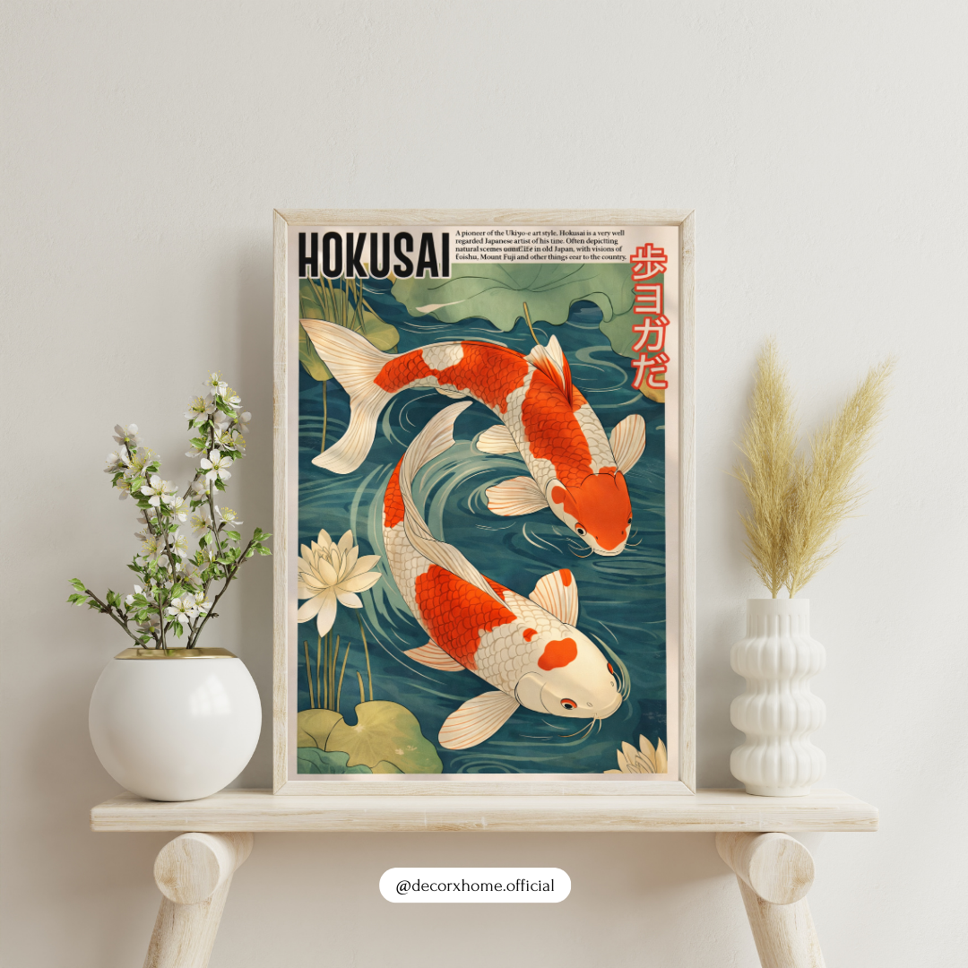 HOKUSA Japanese Koi Fish Poster – Traditional Koi Pond Wall Art | Decorxhome