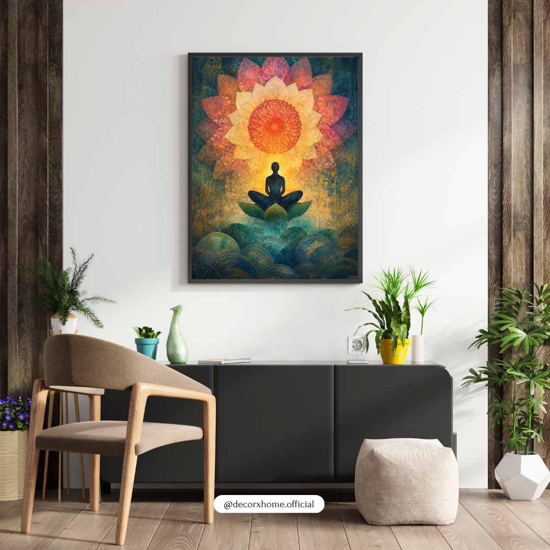 Decorxhome – Lotus Mandala Meditation Wall Art Poster