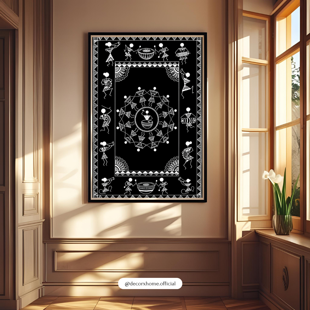 Warli Tribal Mandala Poster | Traditional Indian Folk Art Wall Decor | Premium Ethnic Artwork by DecorxHome