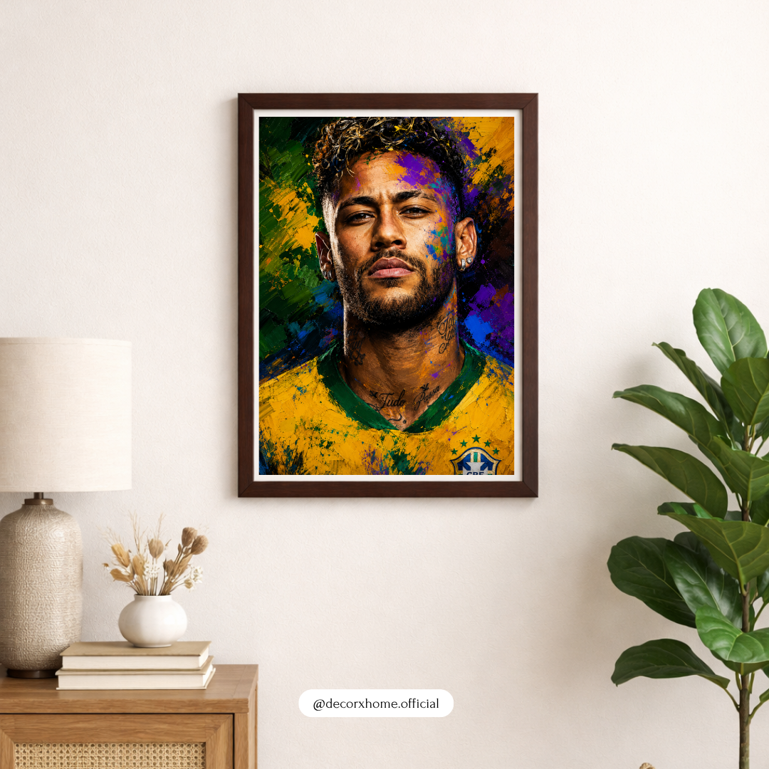 Neymar Jr. Brazil Football Abstract Portrait Wall Art