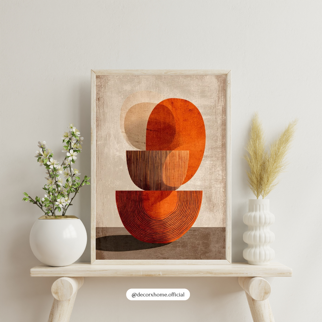 Abstract Terracotta Balance Wall Art Poster – Modern Geometric Minimalist Design | Decorxhome