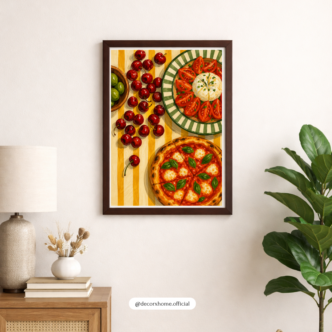 Italian Food Kitchen Poster | Pizza & Tomato Wall Art Print | Modern Culinary Decor | Decorexhome