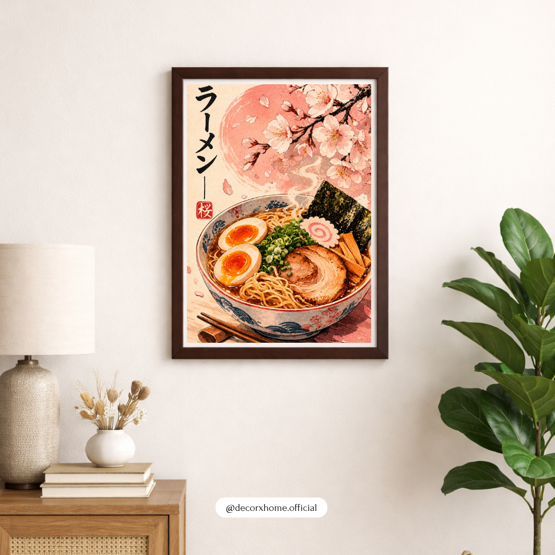Japanese Ramen & Cherry Blossom Aesthetic Wall Art