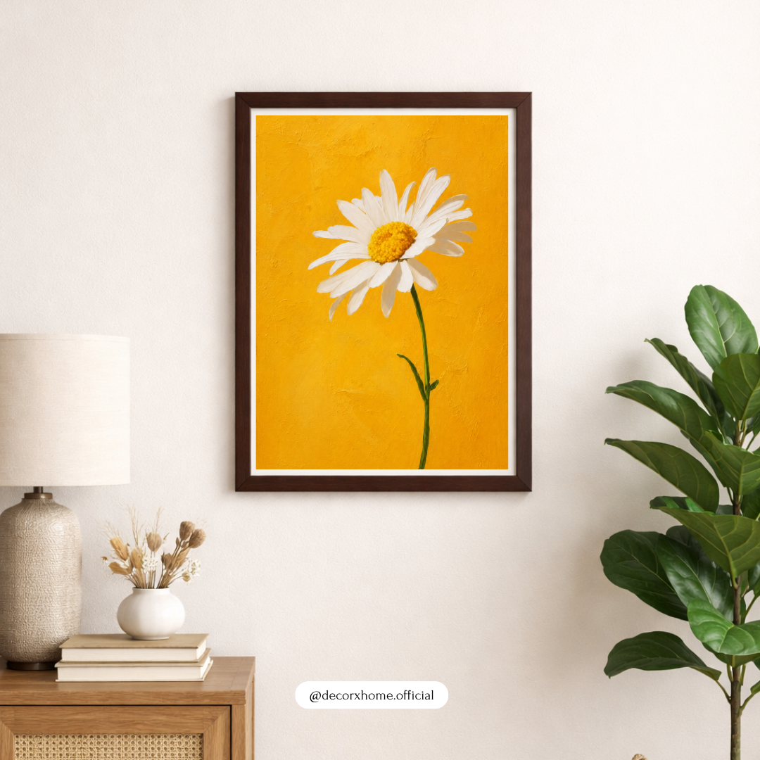 Yellow Daisy Wall Art – Minimalist Floral Botanical Poster