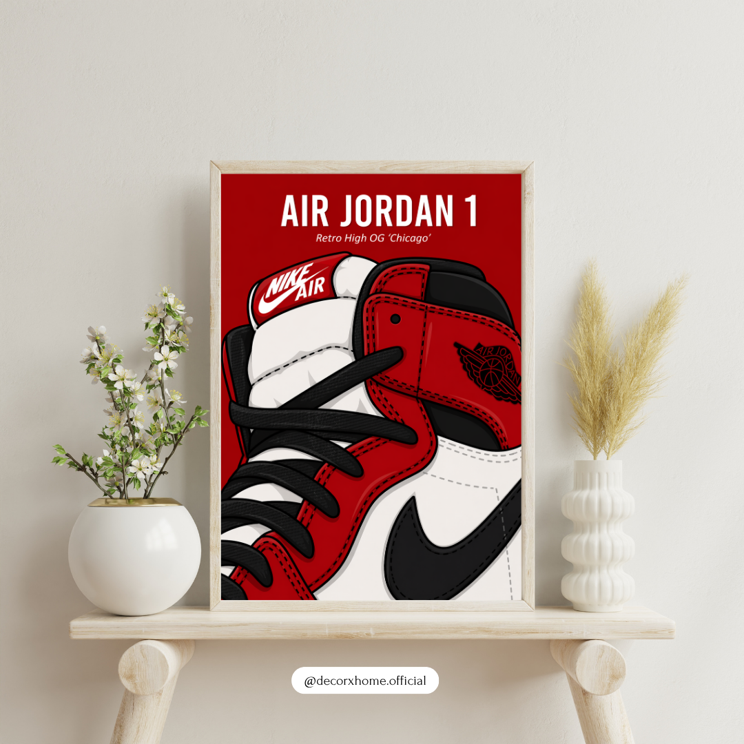 Red Sneaker Wall Art Poster – Streetwear Aesthetic Canvas Print | Hype Style Room Decor (Framed)
