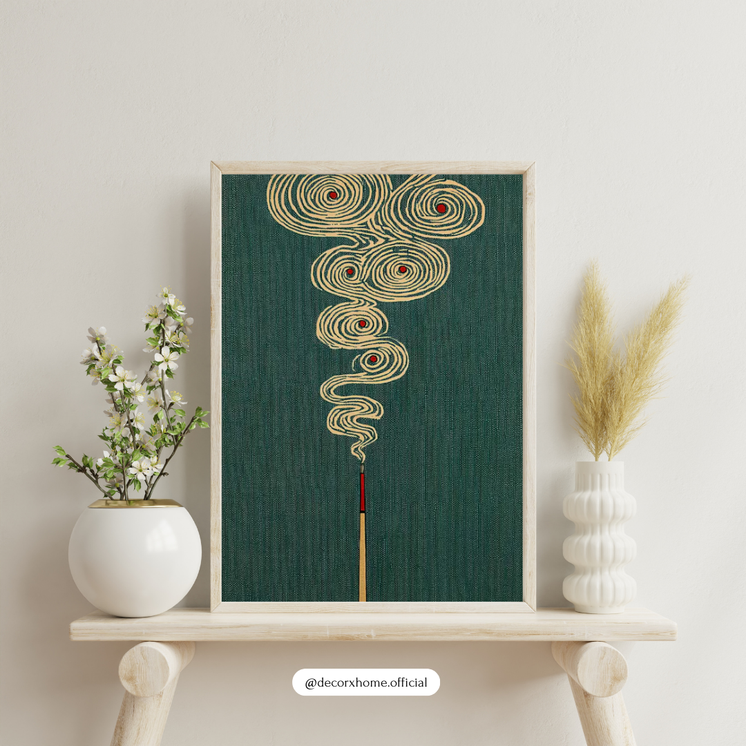 Abstract Incense Smoke Art Poster – Zen Minimalist Meditation Wall Art | Decorxhome