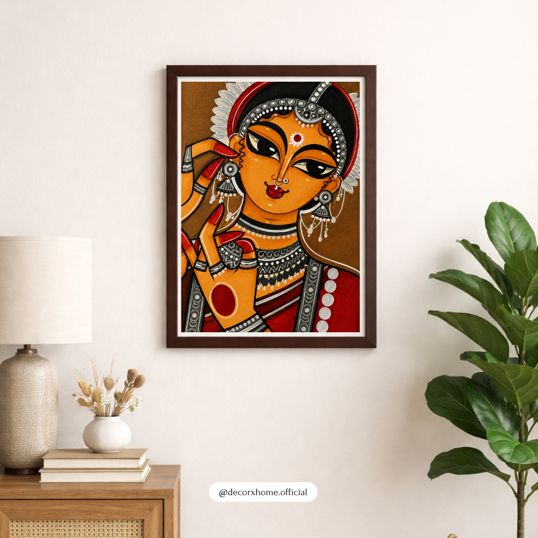 Madhubani Folk Art Woman Poster – Traditional Indian Art Wall Decor | Decorxhome