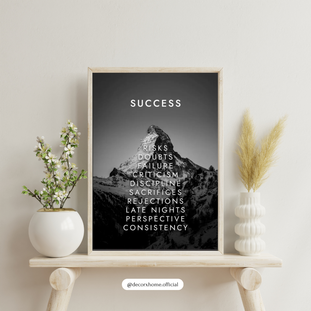 Success Mountain Motivation Poster – Discipline & Consistency Wall Art | Decorxhome