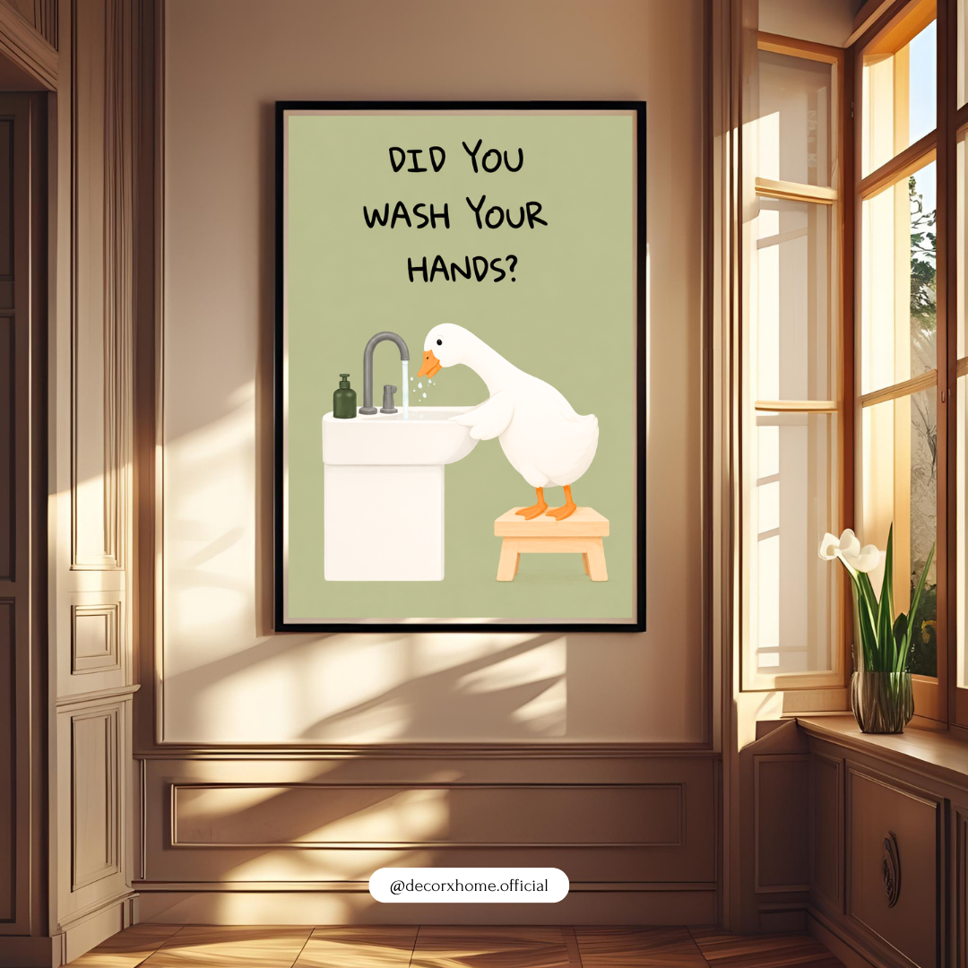 Did You Wash Your Hands? Funny Bathroom Poster | Cute Duck Washroom Wall Art | DecorxHome