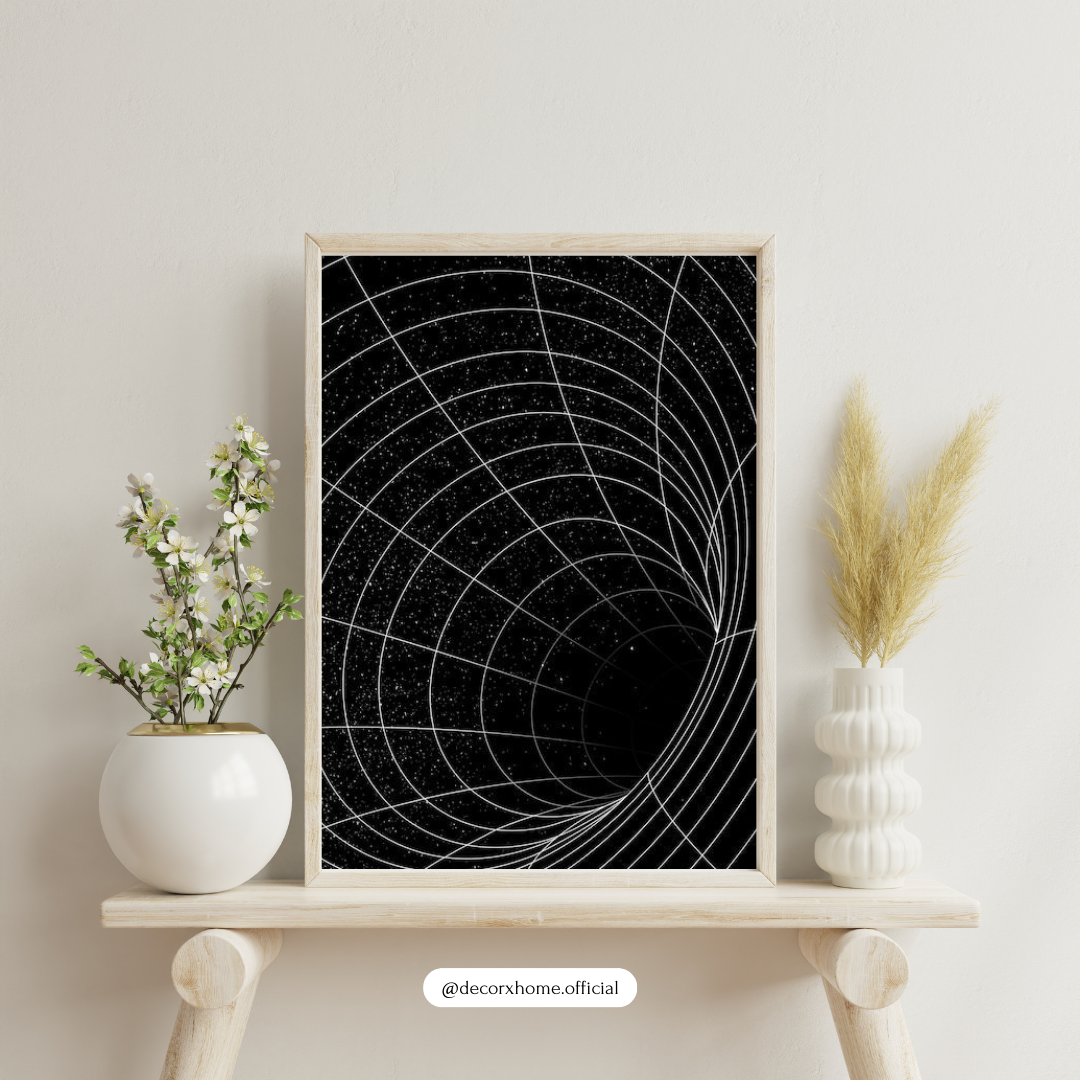 Cosmic Space Warp Wall Art Poster – Minimalist Black Hole & Universe Design | Decorxhome