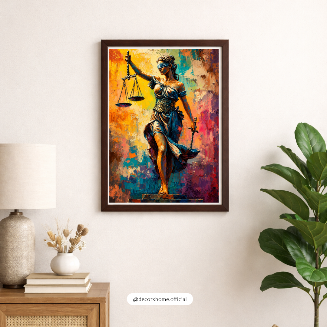 Lady Justice Abstract Art Poster – Colorful Modern Legal Wall Décor by Decorxhome