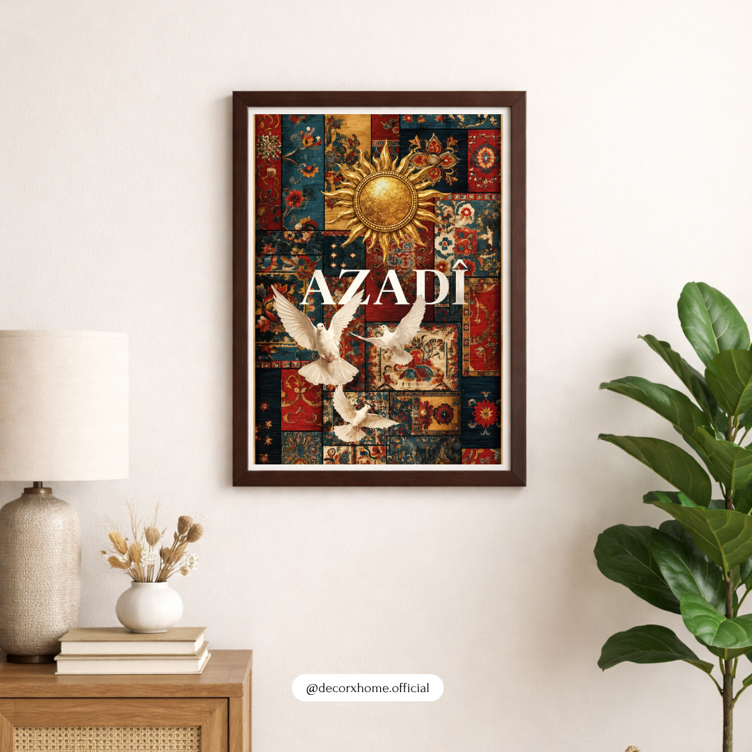 Azadi Freedom Poster – Indian Independence Patriotic Wall Art with Flying Doves | Decorxhome