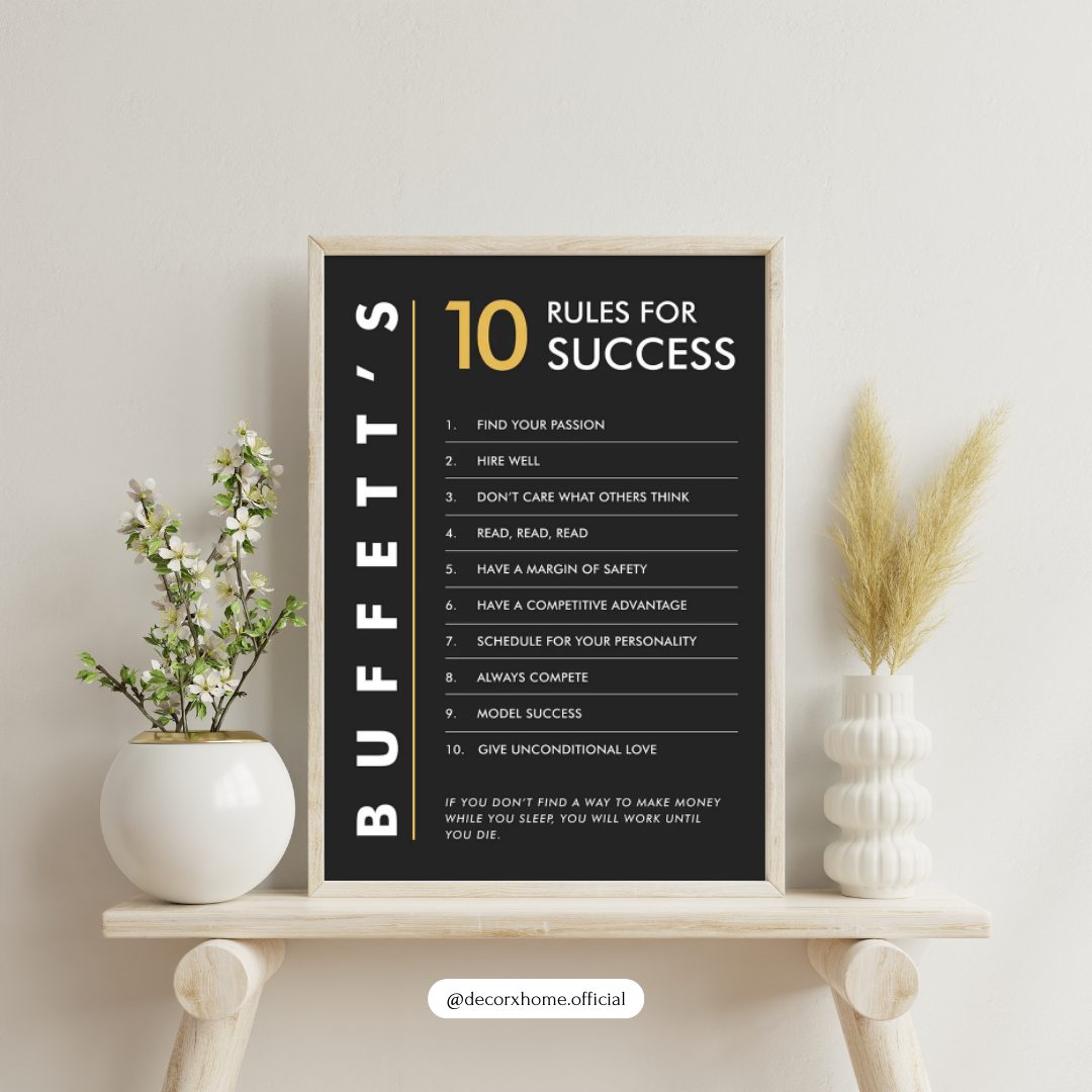 Buffett’s 10 Rules for Success Poster | Business Motivation Wall Art | Decorxhome