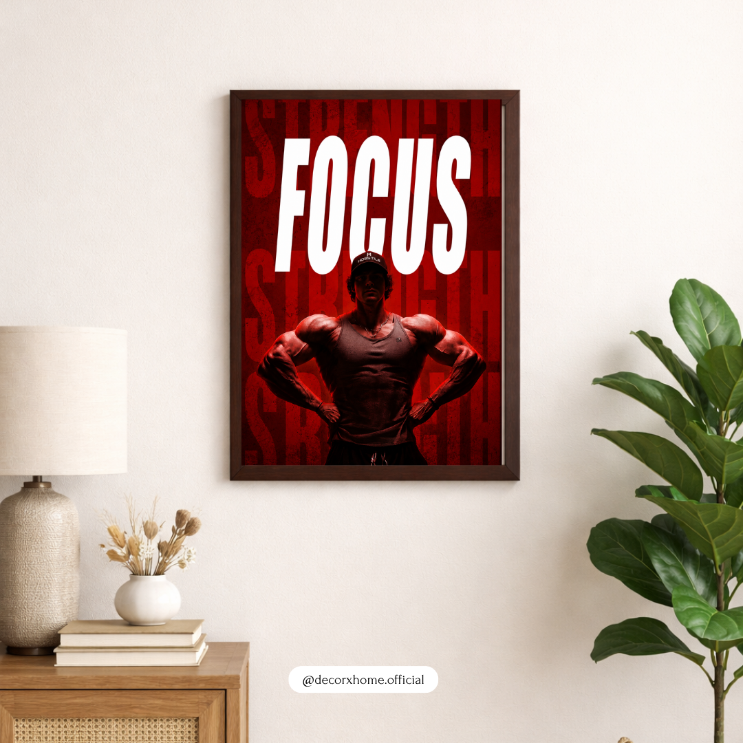 Focus Gym Motivation Poster | Strength & Discipline Wall Art Print | Decorxhome