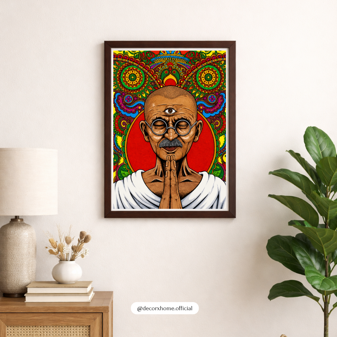 Psychedelic Gandhi Wall Art Poster | Vibrant Spiritual Pop Art Decor