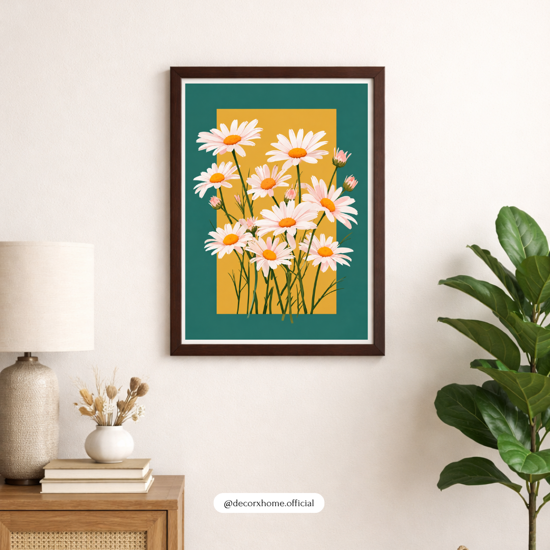 Blue & Beige FlorDaisy Flower Wall Art Poster | Teal & Mustard Yellow Floral Aesthetic – Decorxhomeal Abstract Wall Art | Modern Aesthetic Poster – Decorxhome (Copy)