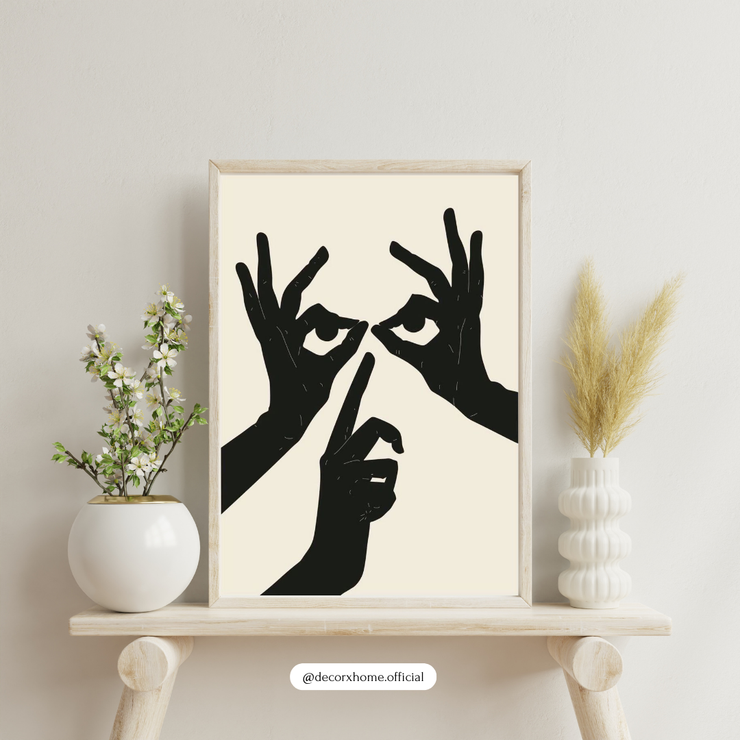 Abstract Hand Silhouette Art – Minimal Black & White Wall Poster by Decorxhome