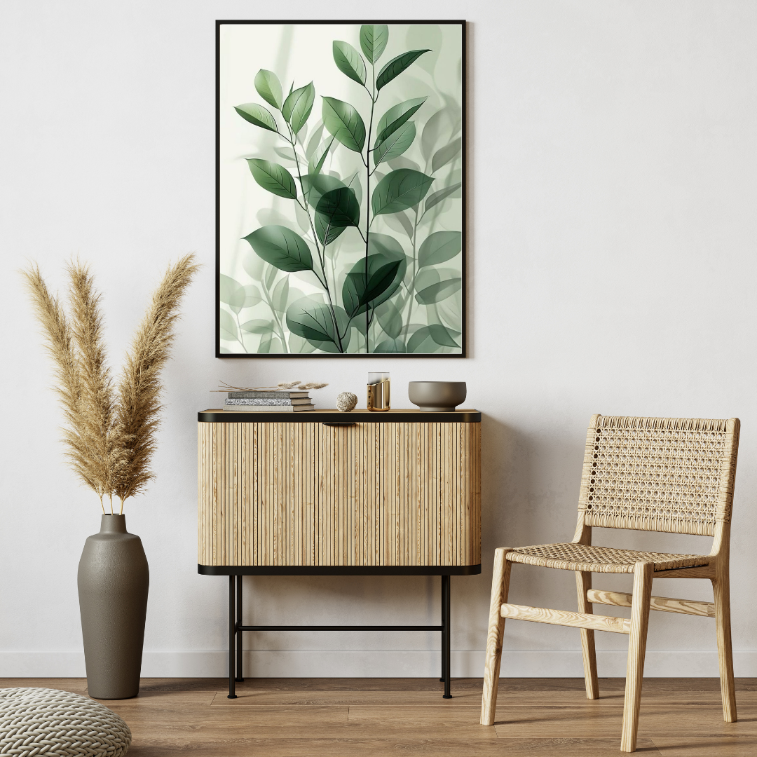 Minimalist Green Leaves – Nature Inspired Poster 🌿