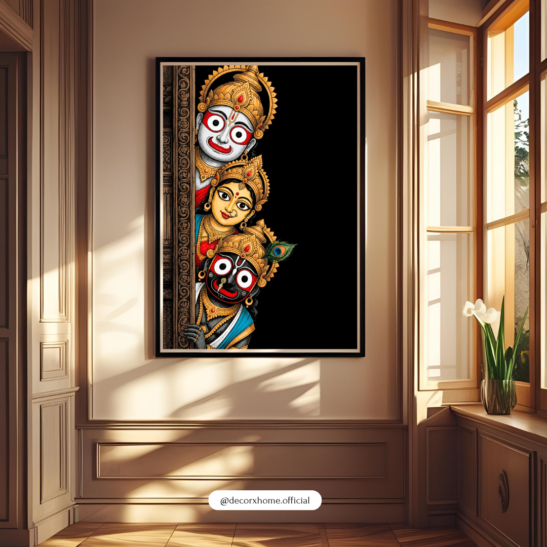 Jagannath Balabhadra Subhadra Divine Poster | Spiritual Hindu Wall Art by DecorxHome