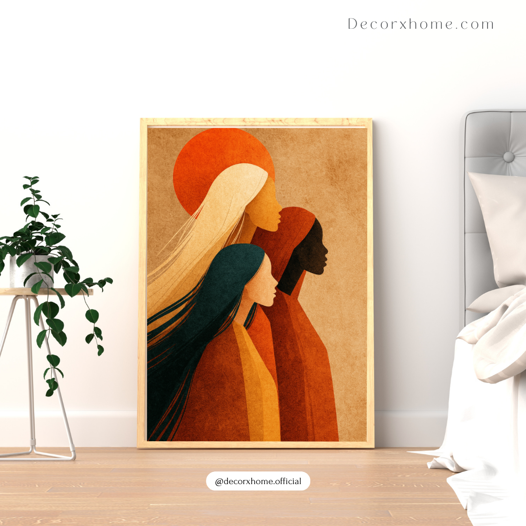 Sisterhood Abstract Art Poster – Women Empowerment Minimal Wall Decor