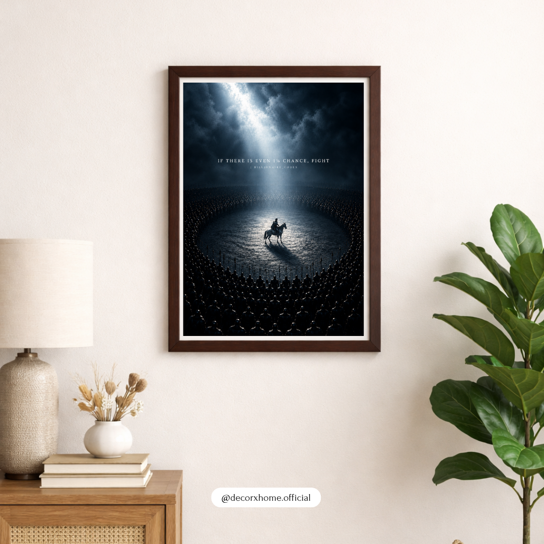 Motivational Warrior Wall Art Poster | “If There Is Even 1% Chance, Fight” | Dark Aesthetic Decor | Decorexhome