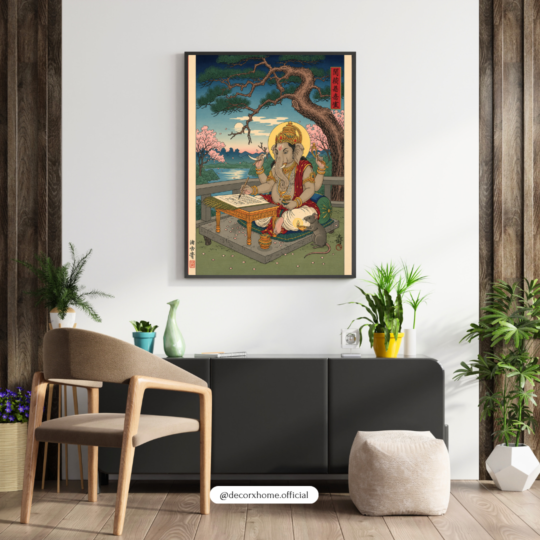 Lord Ganesha Traditional Art Wall Poster | Spiritual Indian Heritage Decor
