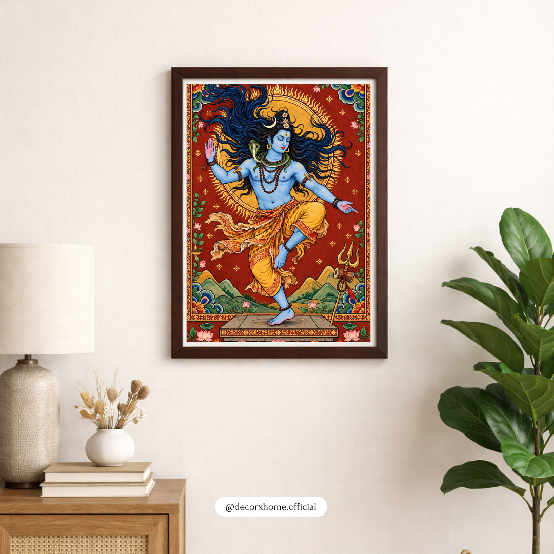 Lord Shiva Nataraja Dancing Wall Art | Traditional Hindu God Poster | Spiritual Indian Artwork | Decorxhome
